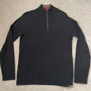 Eddie Bauer Sweater Mens Small Black Quarter Zip Pullover Cotton Cashmere Shirt